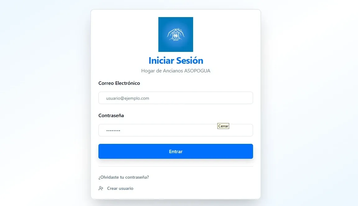 Vista previa del proyecto Sistema para Hogar de Ancianos